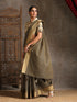 Ash Grey Dual Shade Cotton Saree with Border and Tassels